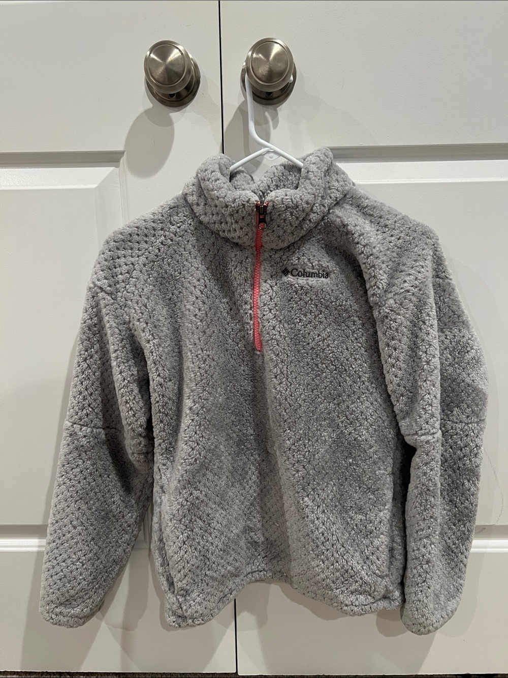 Columbia Kids Gray Fleece Pullover with Pink Half-Zip